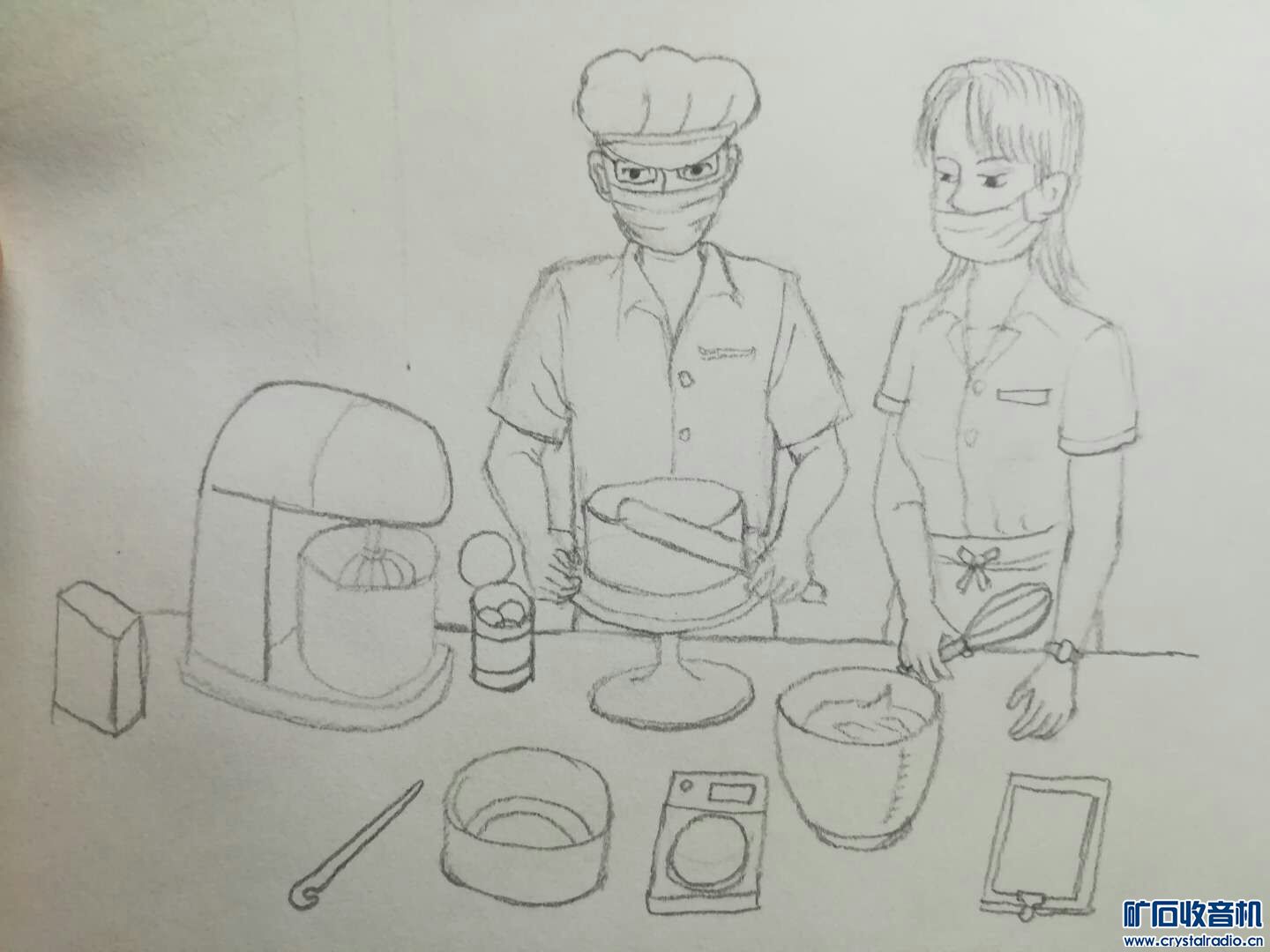 做个蛋糕卷玩,哈哈顺便画幅自己做蛋糕漫画