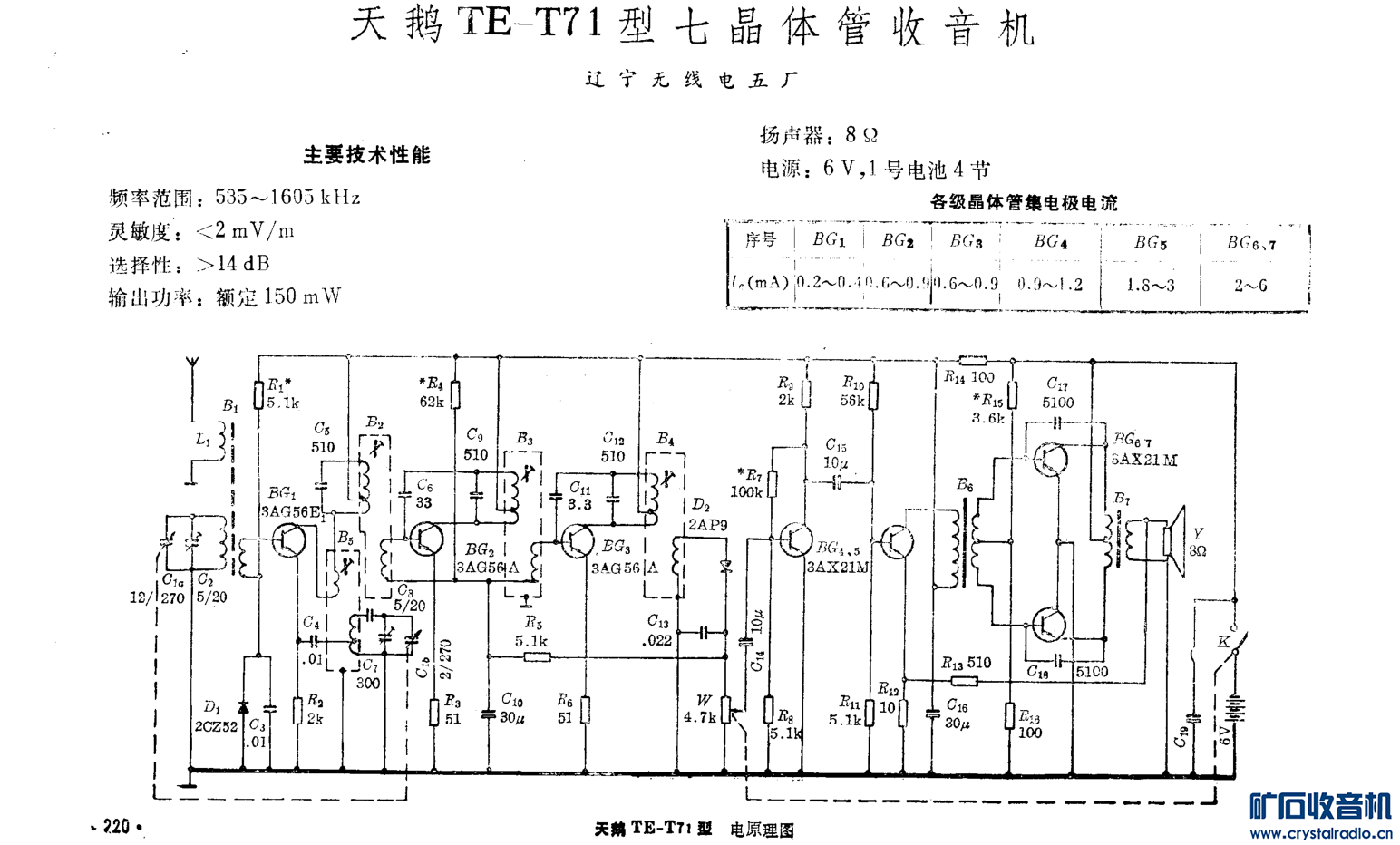 找寻天鹅te-t71收音机线路图