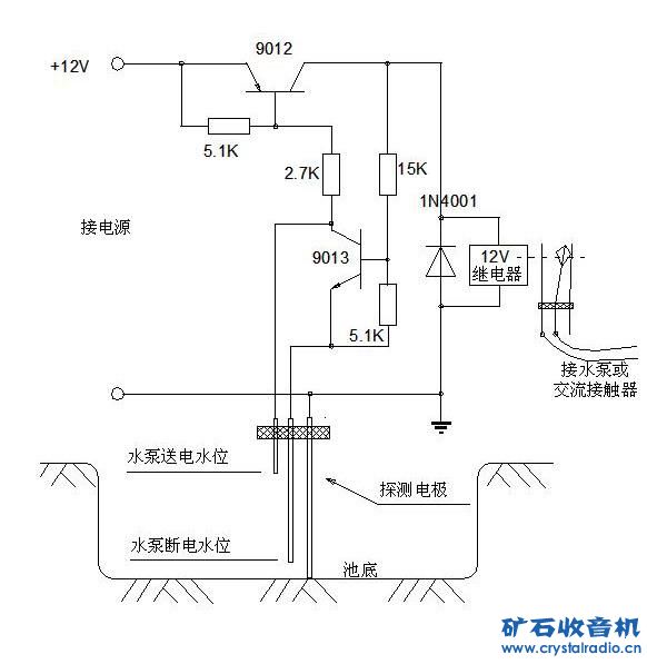 集水坑自动排水控制电路 - 〓晶体管与集成〓 